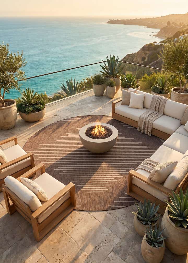 13' x 13' Easy-Clean Modern Indoor / Outdoor Round Rug