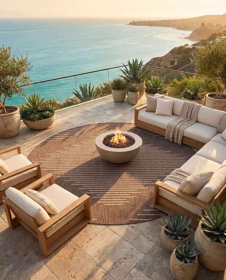13' x 13' Easy-Clean Modern Indoor / Outdoor Round Rug