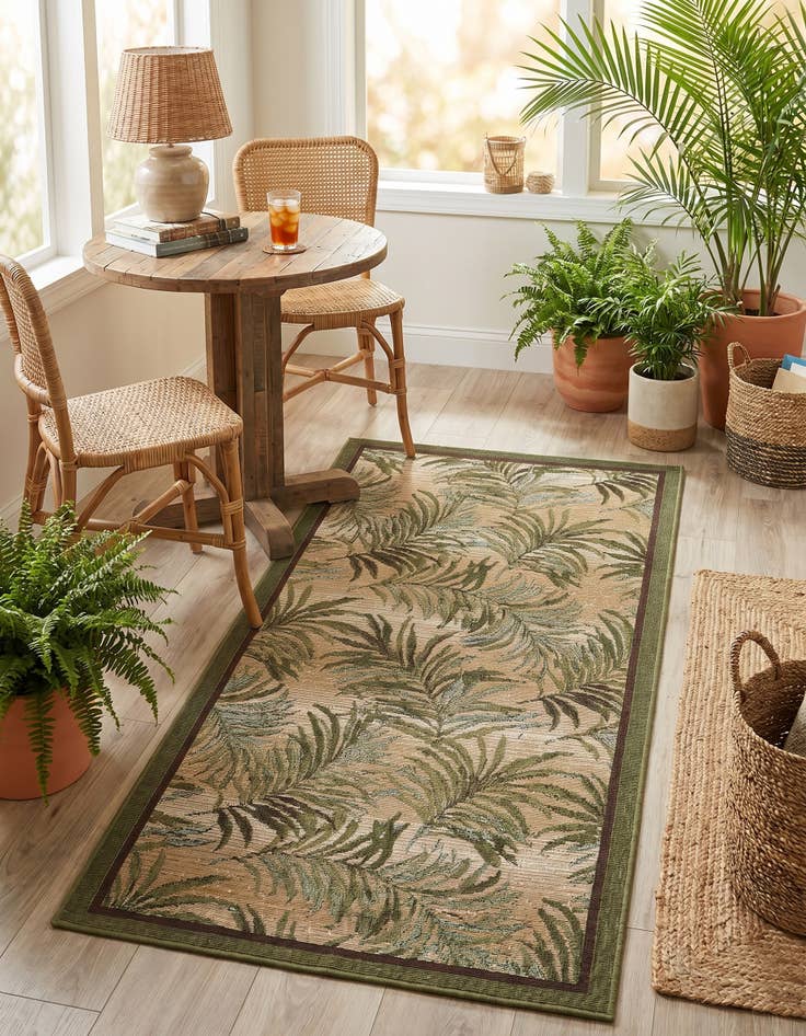 Detail image of 2' 7 x 5' 3 Easy-Clean Botanical Indoor / Outdoor Runner Rug
