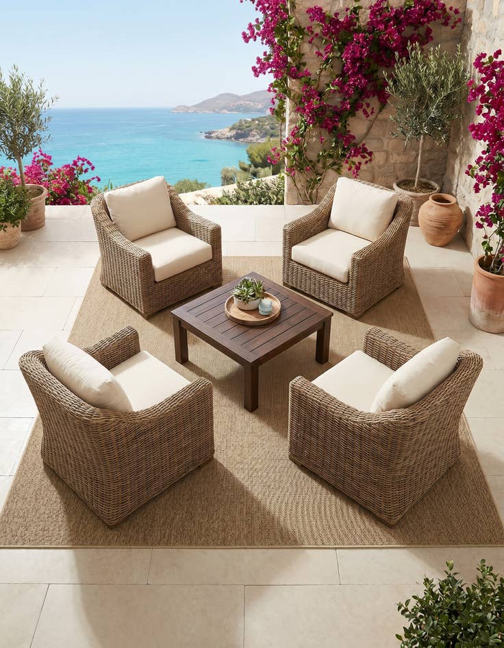 Detail image of 7' 10 x 7' 10 Easy-Clean Solid Indoor / Outdoor Square Rug