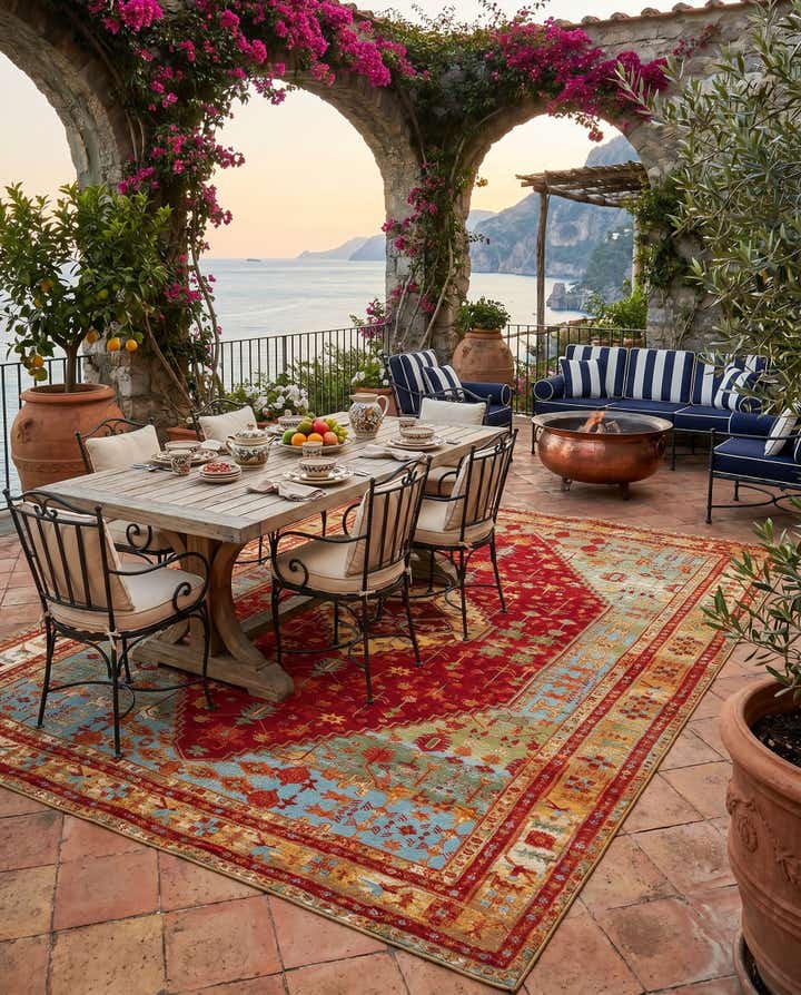 9' x 12' Easy-Clean Traditional Indoor / Outdoor Rug