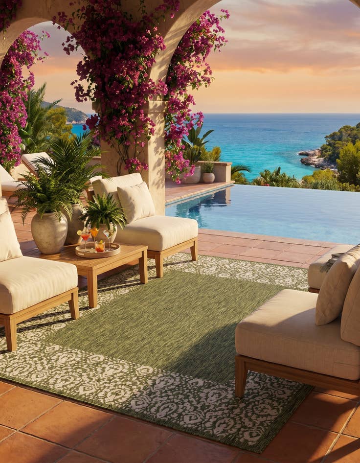 Detail image of 7' 10 x 7' 10 Easy-Clean Border Indoor / Outdoor Square Rug