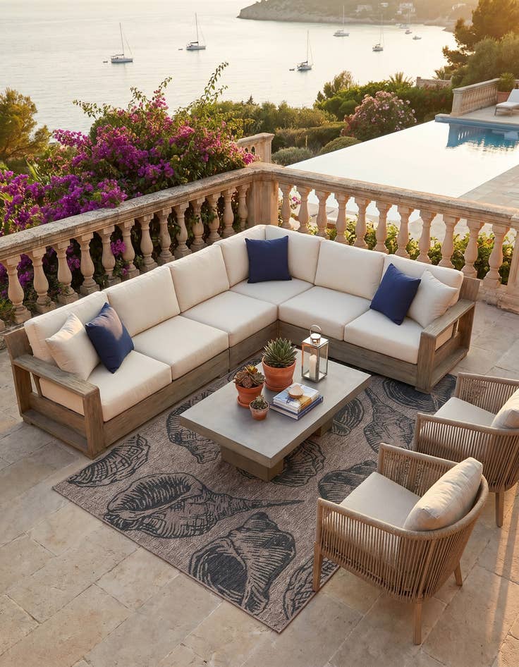 Detail image of 5' 3 x 8' Easy-Clean Coastal Indoor / Outdoor Rug