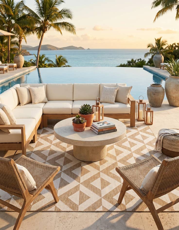 Detail image of 7' 10 x 7' 10 Easy-Clean Jill Zarin Napa Indoor / Outdoor Square Rug