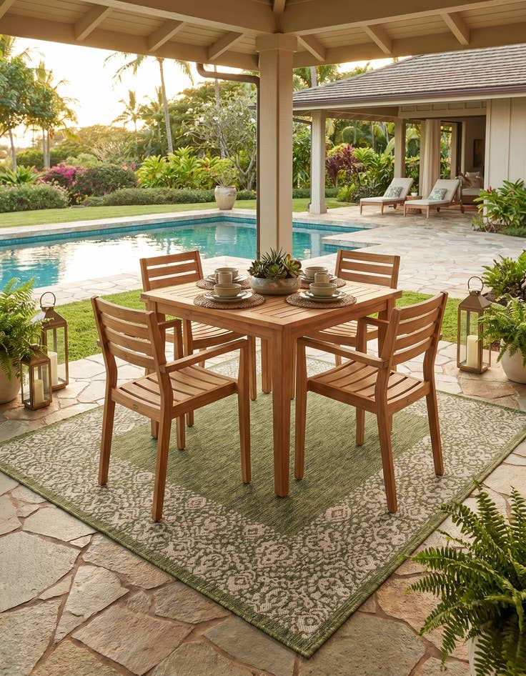 Detail image of 5' 3 x 5' 3 Easy-Clean Border Indoor / Outdoor Square Rug