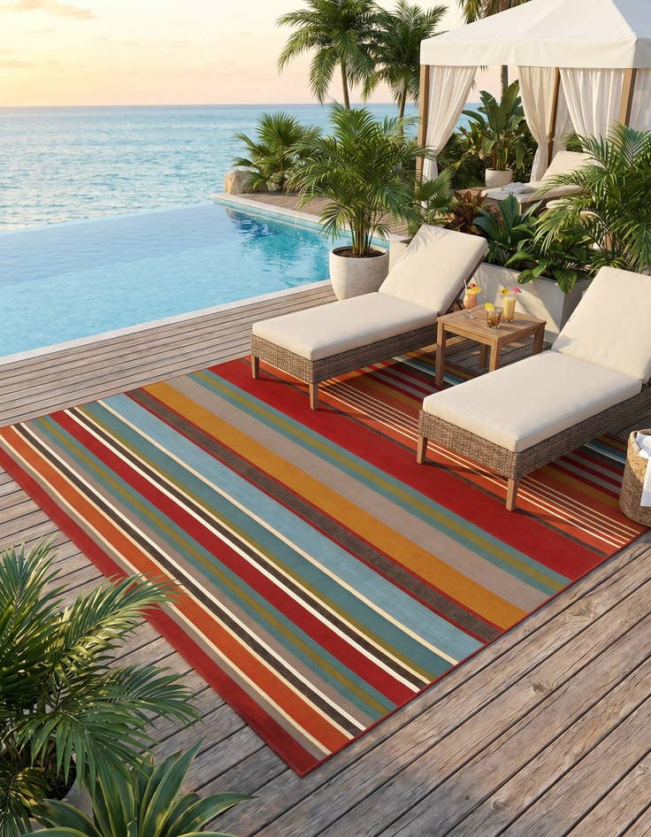 Detail image of 10' x 10' Easy-Clean Modern Indoor / Outdoor Square Rug