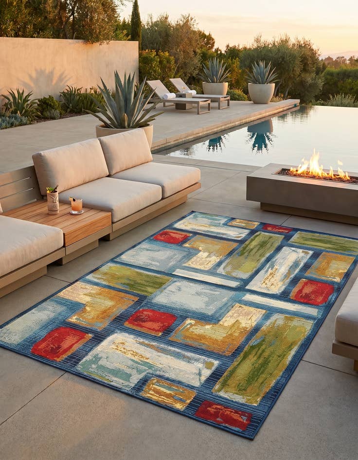Detail image of 4' x 6' Easy-Clean Modern Indoor / Outdoor Rug