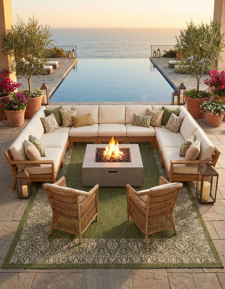 Detail image of 10' x 14' Easy-Clean Border Indoor / Outdoor Rug