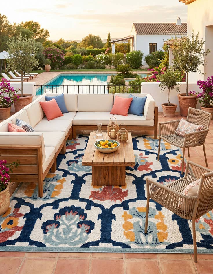 Detail image of 7' 10 x 10' Easy-Clean Belize Indoor / Outdoor Rug