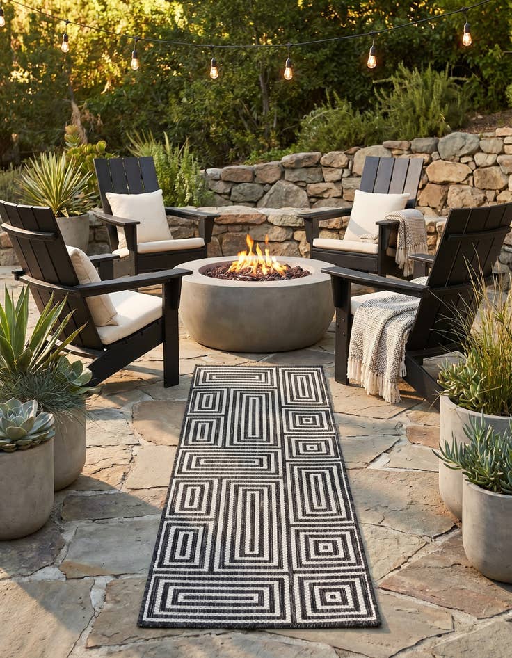 Detail image of 2' x 6' Easy-Clean Modern Indoor / Outdoor Runner Rug