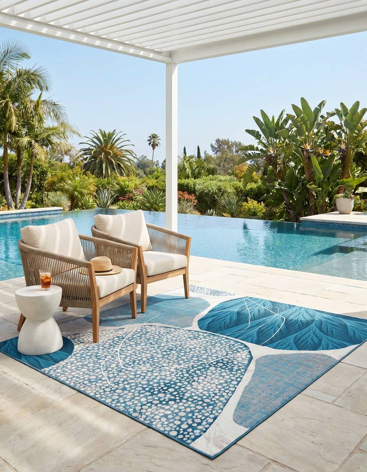 Detail image of 7' 10 x 7' 10 Easy-Clean Modern Indoor / Outdoor Square Rug