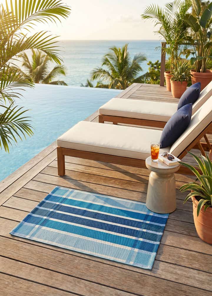 2' x 3' Easy-Clean Striped Indoor / Outdoor Rug