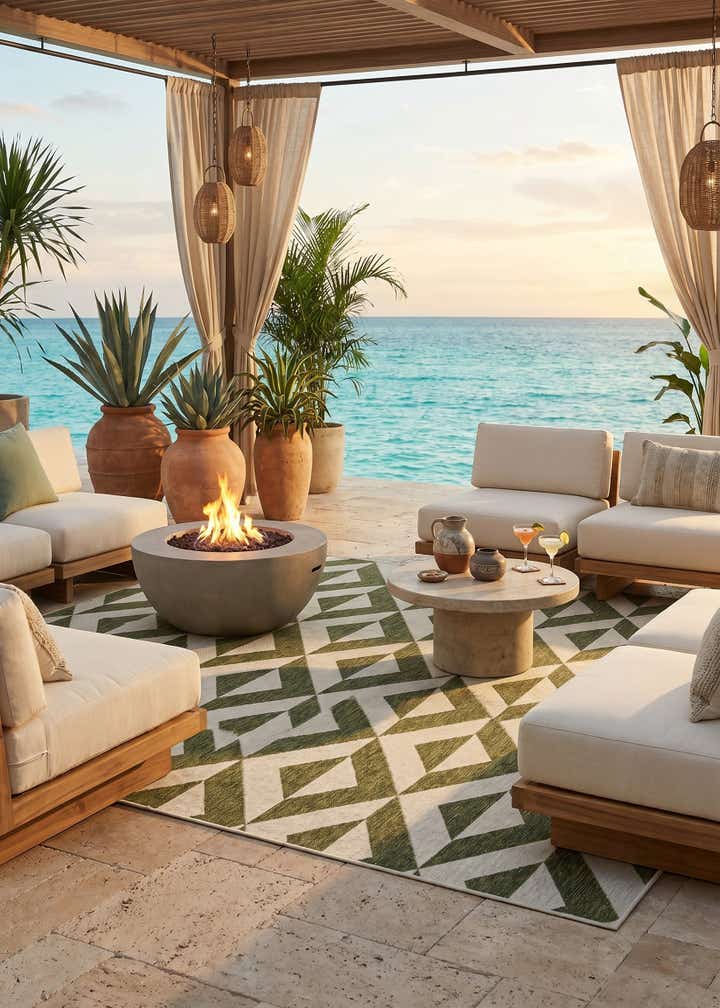 7' 10 x 7' 10 Easy-Clean Jill Zarin Napa Indoor / Outdoor Square Rug