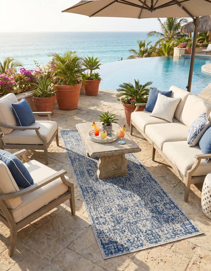 Detail image of 2' x 6' Easy-Clean Traditional Indoor / Outdoor Runner Rug