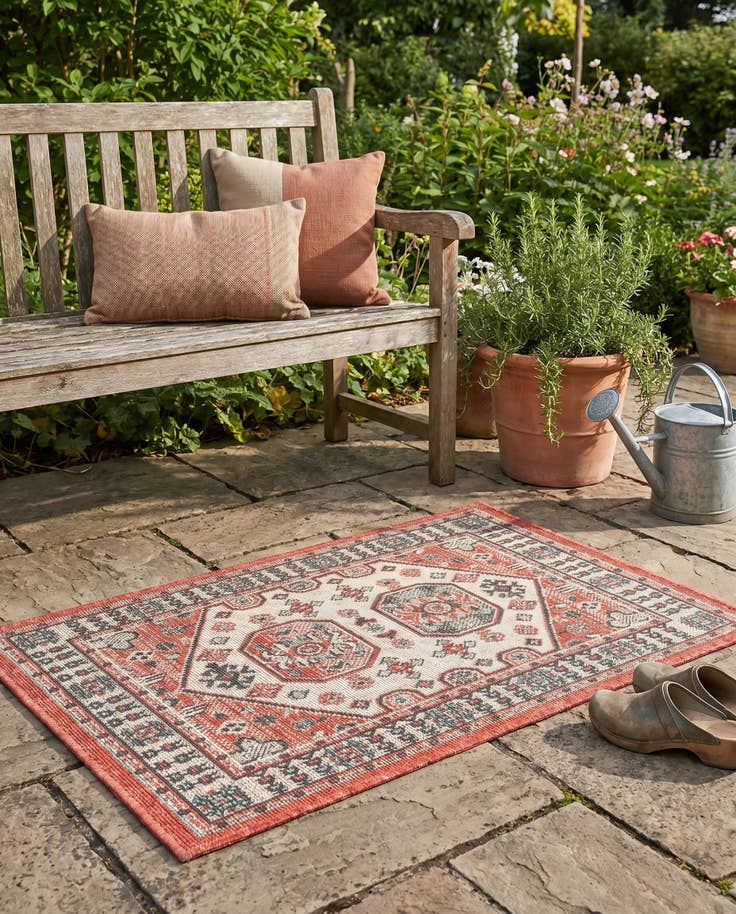 Detail image of 2' x 3' Easy-Clean Traditional Indoor / Outdoor Rug