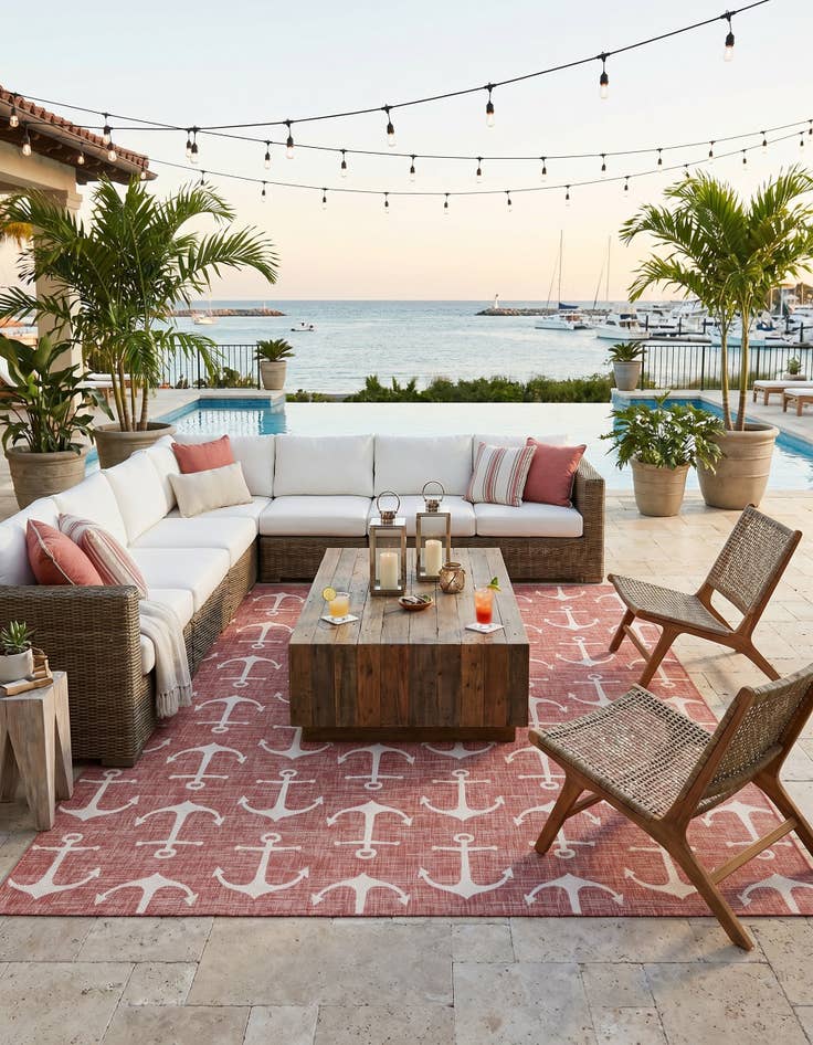 Detail image of 10' x 13' Easy-Clean Coastal Indoor / Outdoor Rug