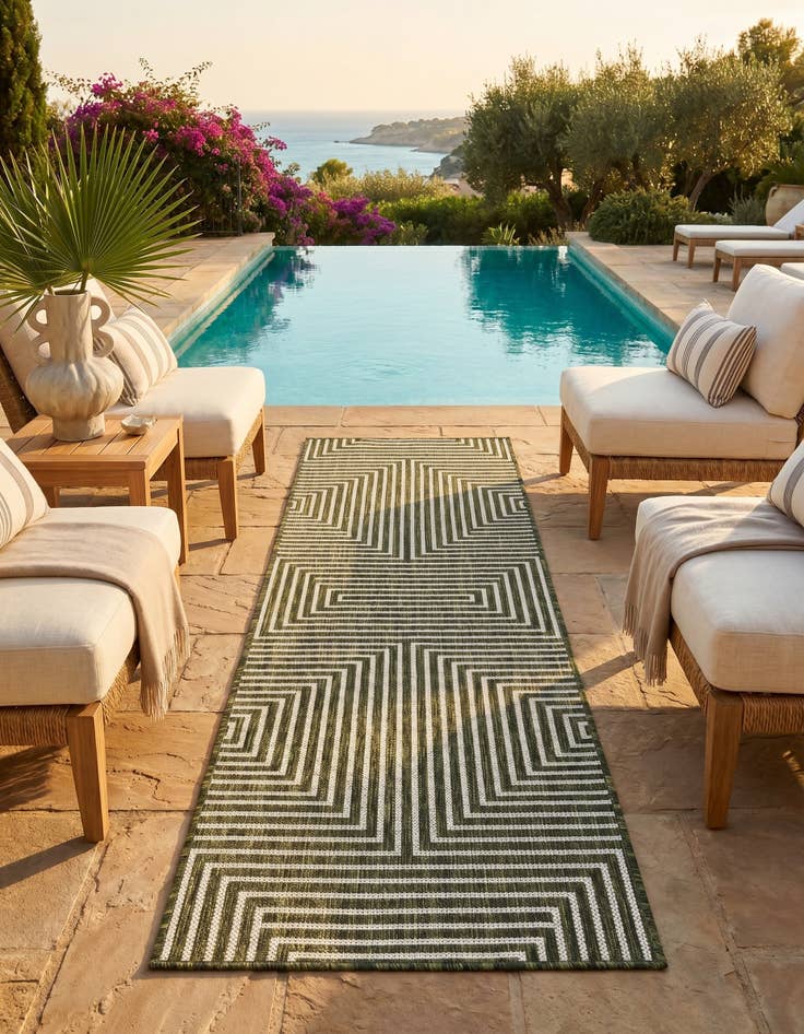 Detail image of 2' x 6' Easy-Clean Modern Indoor / Outdoor Runner Rug