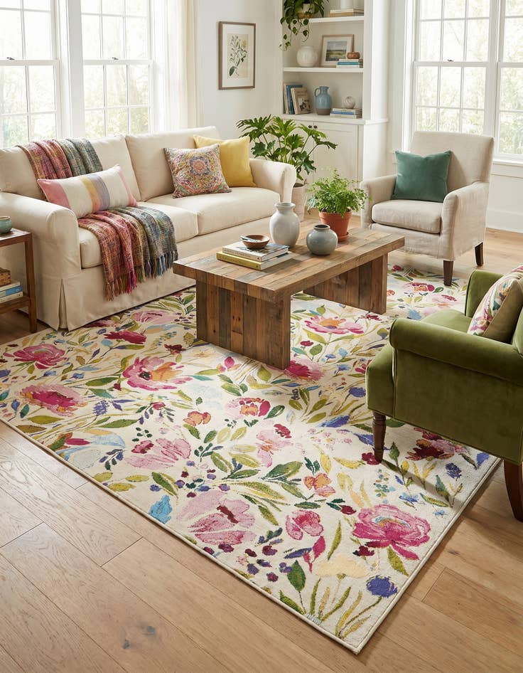 Detail image of 6' x 9' Easy-Clean Botanical Indoor / Outdoor Rug