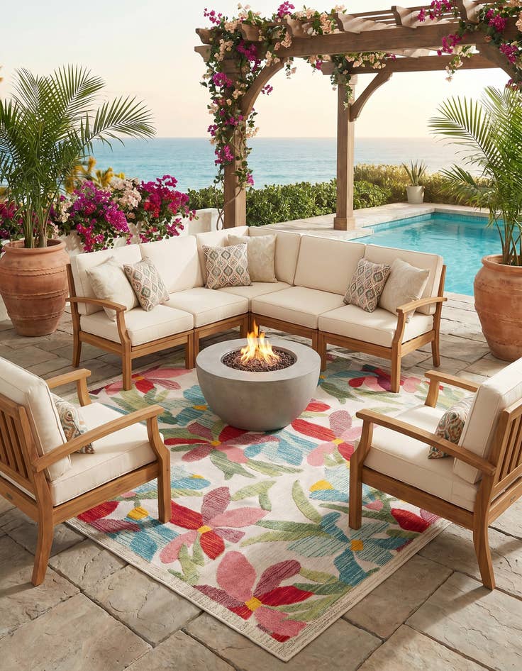 Detail image of 10' x 10' Easy-Clean Casablanca Indoor / Outdoor Square Rug