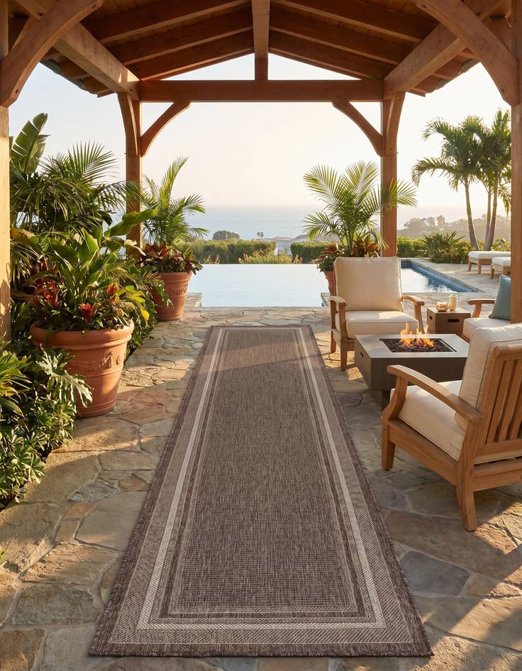 Detail image of 2' 7 x 12' Easy-Clean Border Indoor / Outdoor Runner Rug