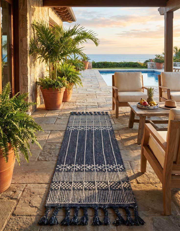 Detail image of 2' 2 x 6' 7 Easy-Clean Eco Bohemian Indoor / Outdoor Runner Rug