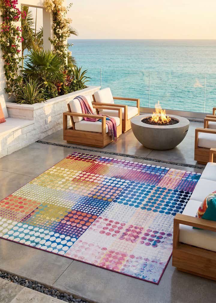 8' x 8' Easy-Clean Modern Indoor / Outdoor Square Rug