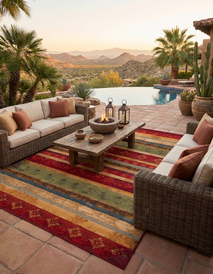 Detail image of 10' x 14' Easy-Clean Modern Indoor / Outdoor Rug