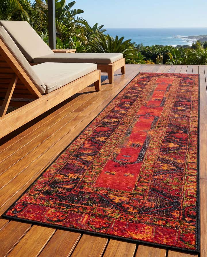 2' x 8' Easy-Clean Tribal Indoor / Outdoor Runner Rug