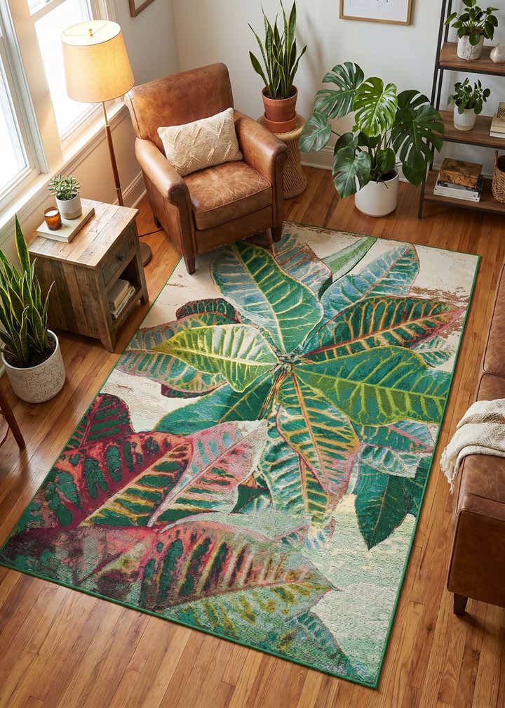 4' x 6' Easy-Clean Botanical Indoor / Outdoor Rug