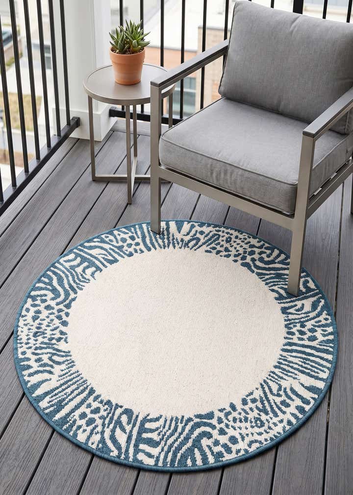3' x 3' Easy-Clean Safari Indoor / Outdoor Round Rug