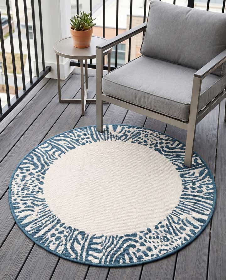 3' x 3' Easy-Clean Safari Indoor / Outdoor Round Rug