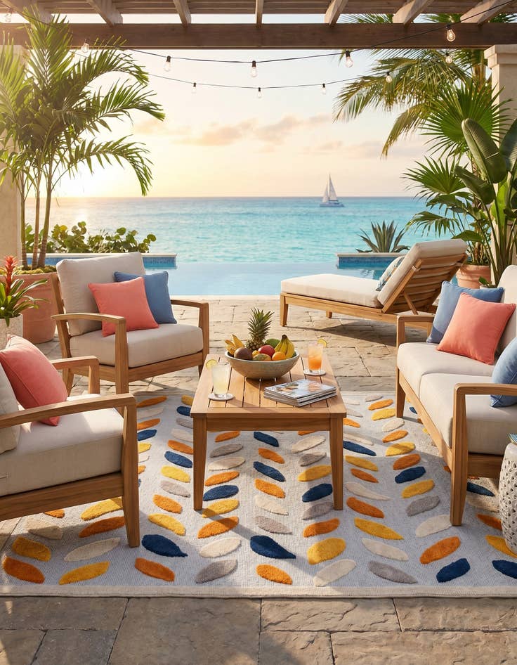 Detail image of 7' 10 x 7' 10 Easy-Clean Aruba Indoor / Outdoor Square Rug