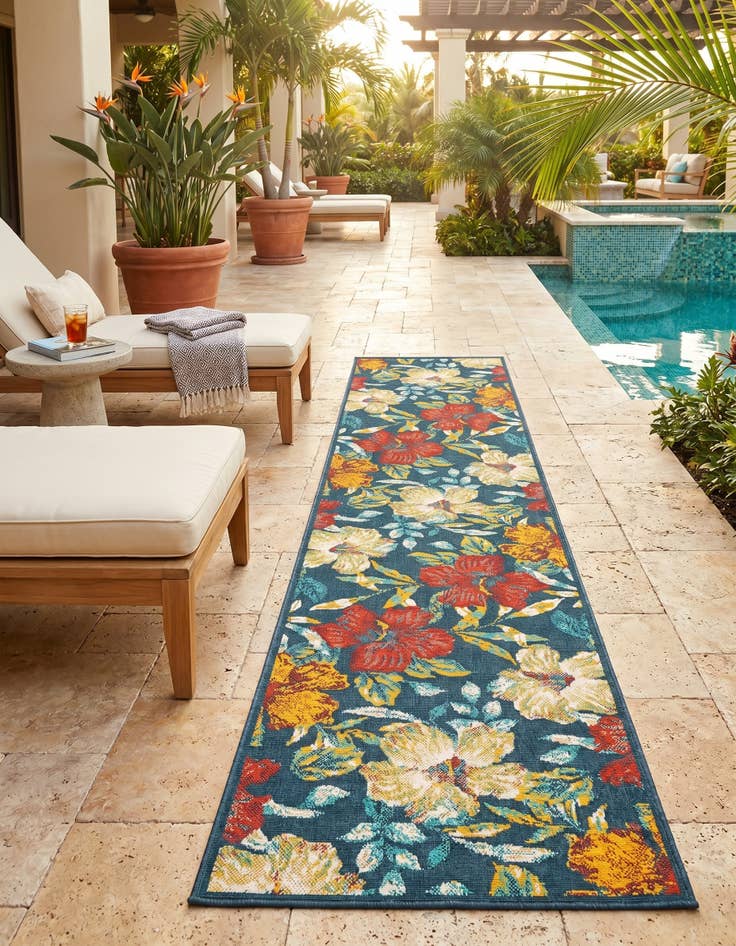 Detail image of 2' 7 x 12' Easy-Clean Coastal Indoor / Outdoor Runner Rug