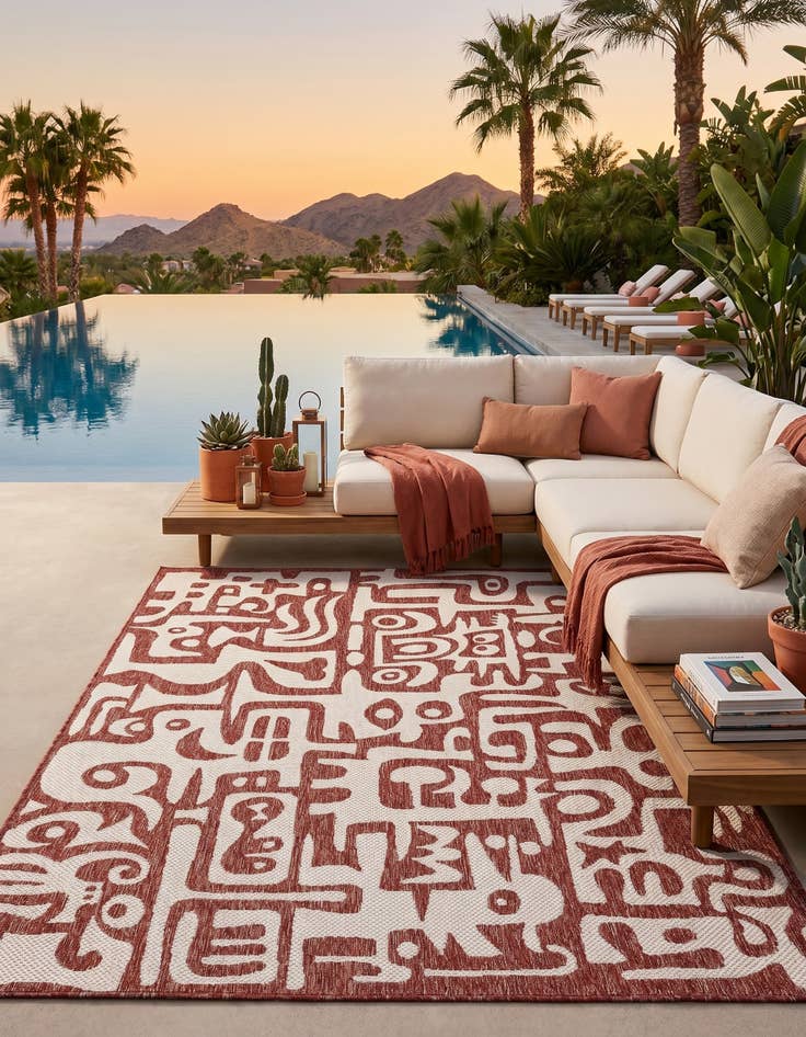 Detail image of 5' 3 x 8' Easy-Clean Modern Indoor / Outdoor Rug