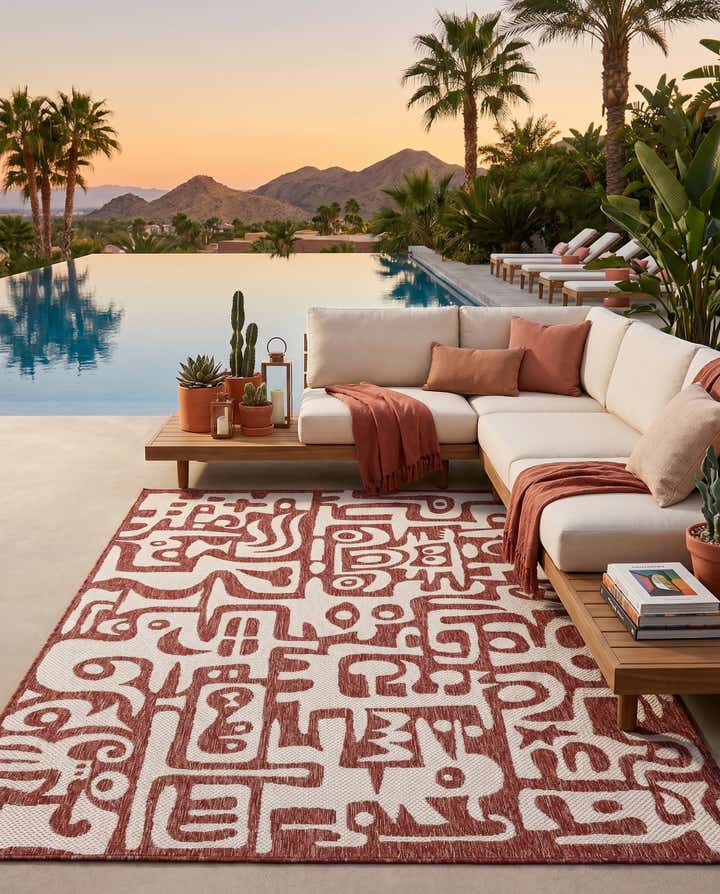 5' 3 x 8' Easy-Clean Modern Indoor / Outdoor Rug