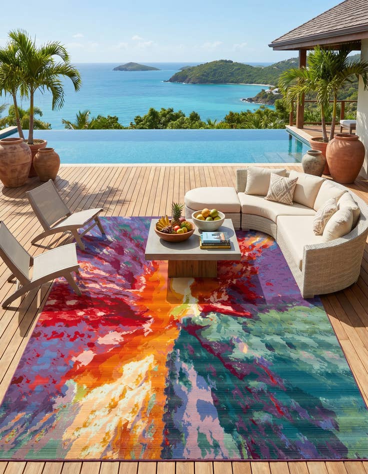 Detail image of 9' x 12' Easy-Clean Modern Indoor / Outdoor Rug