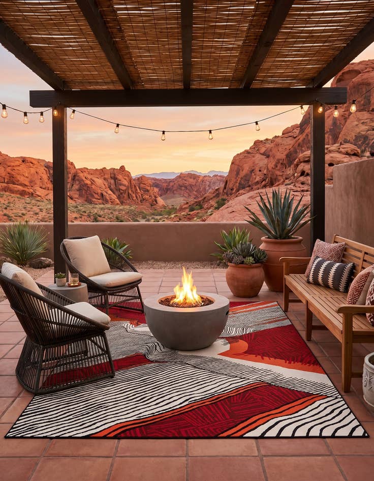 Detail image of 9' x 12' Easy-Clean Modern Indoor / Outdoor Rug
