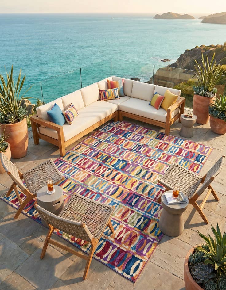 Detail image of 9' x 12' Easy-Clean Modern Indoor / Outdoor Rug