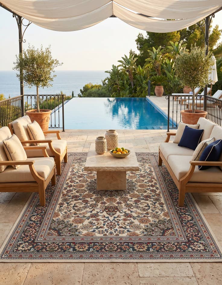 Detail image of 5' 3 x 8' Easy-Clean Traditional Indoor / Outdoor Rug