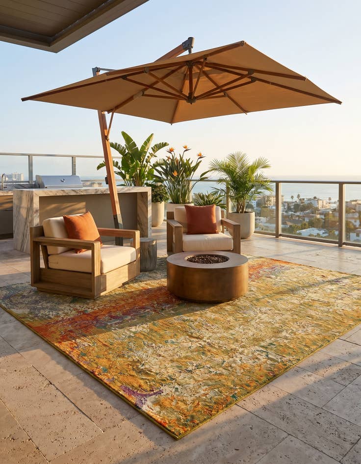 Detail image of 10' x 12' 2 Easy-Clean Modern Indoor / Outdoor Rug
