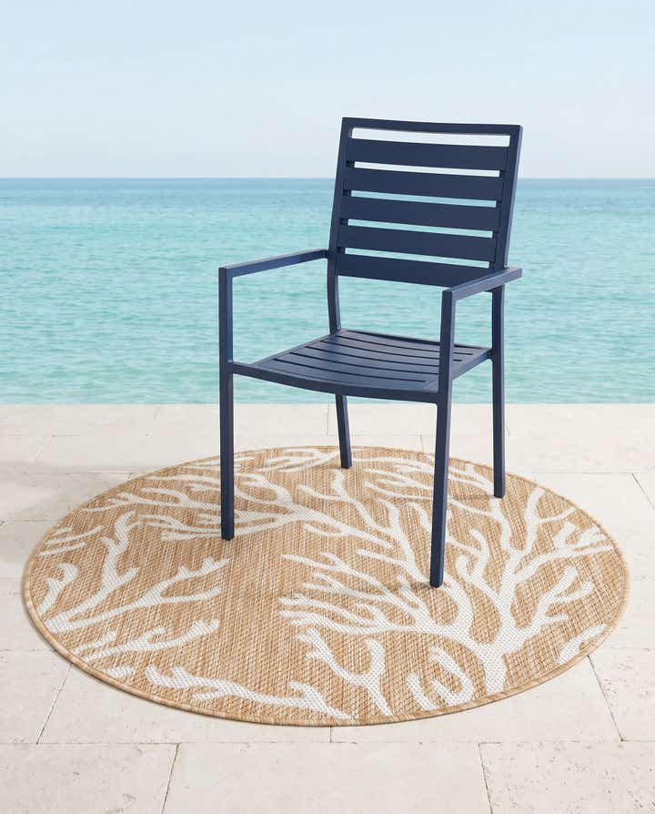 3' x 3' Easy-Clean Coastal Indoor / Outdoor Round Rug