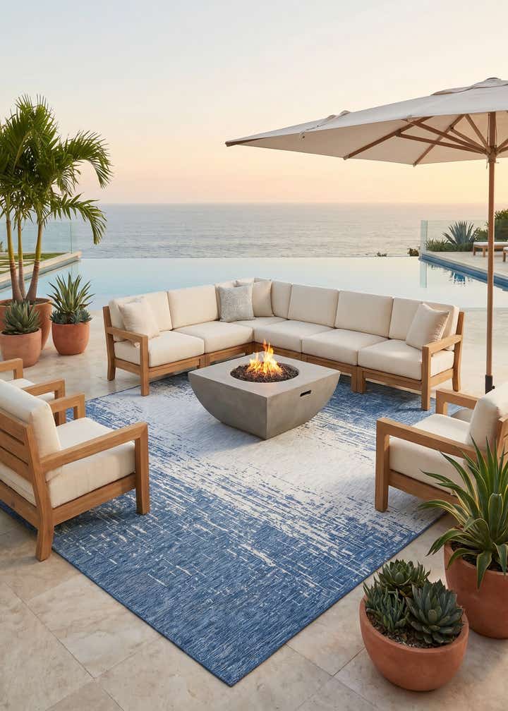 13' x 13' Easy-Clean Modern Indoor / Outdoor Square Rug