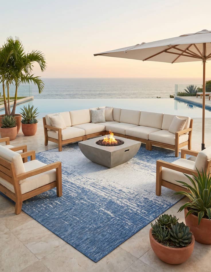 Detail image of 13' x 13' Easy-Clean Modern Indoor / Outdoor Square Rug