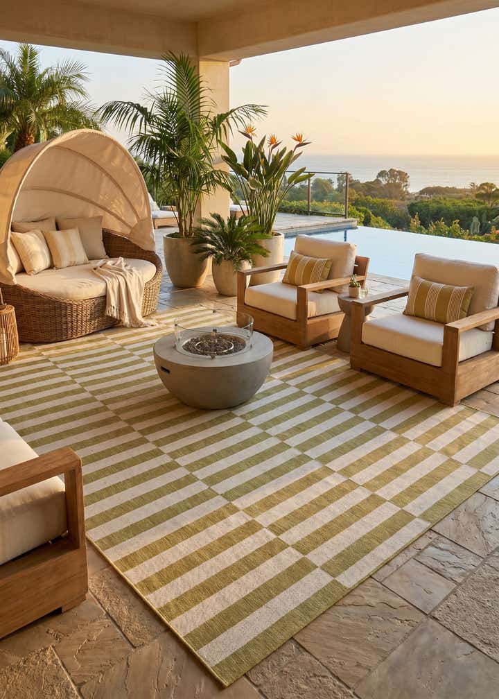 10' x 14' Easy-Clean Striped Indoor / Outdoor Rug