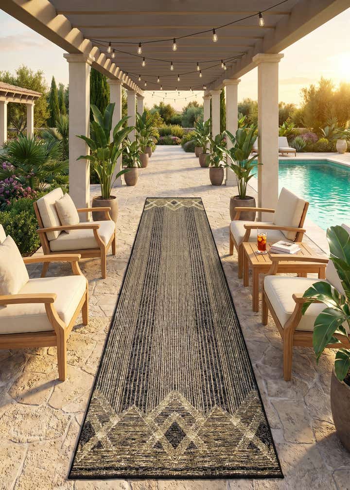 2' 7 x 12' Easy-Clean Modern Indoor / Outdoor Runner Rug