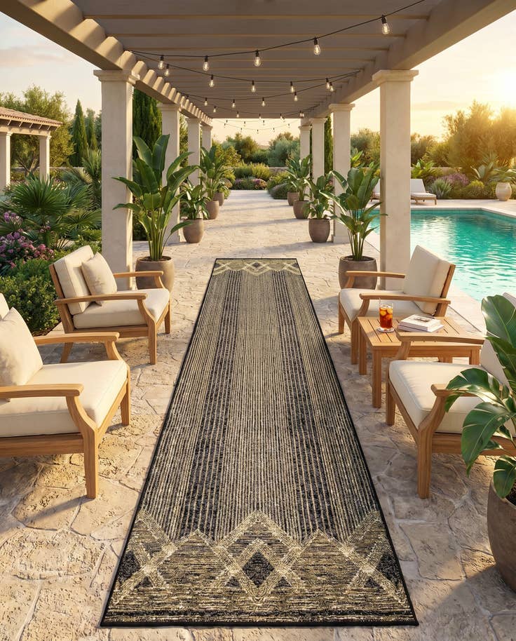 Detail image of 2' 7 x 12' Easy-Clean Modern Indoor / Outdoor Runner Rug