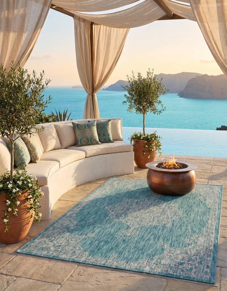 Detail image of 6' x 9' Easy-Clean Traditional Indoor / Outdoor Rug