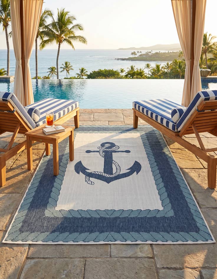 Detail image of 4' x 6' Easy-Clean Coastal Indoor / Outdoor Rug