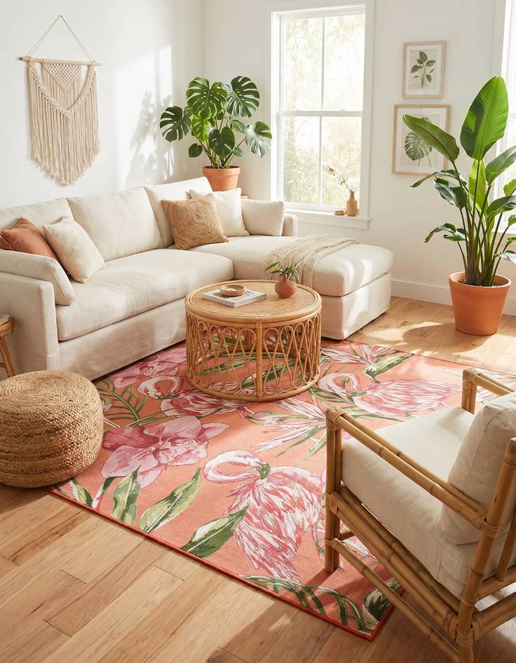 Detail image of 6' x 9' Easy-Clean Botanical Indoor / Outdoor Rug