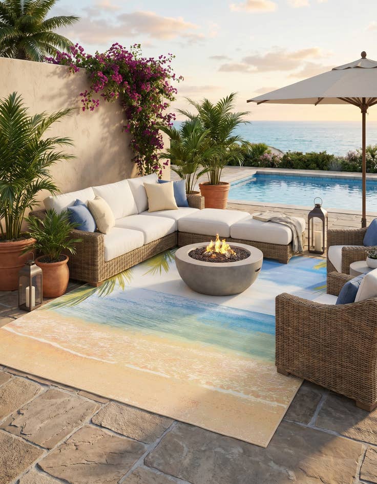 Detail image of 10' x 12' Easy-Clean Coastal Indoor / Outdoor Rug